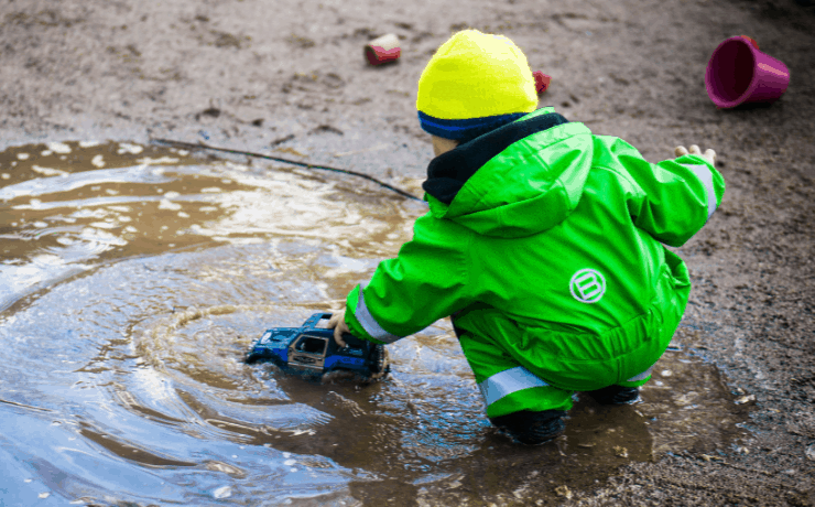 Outdoor Activities with Toddlers - Playing in Puddles